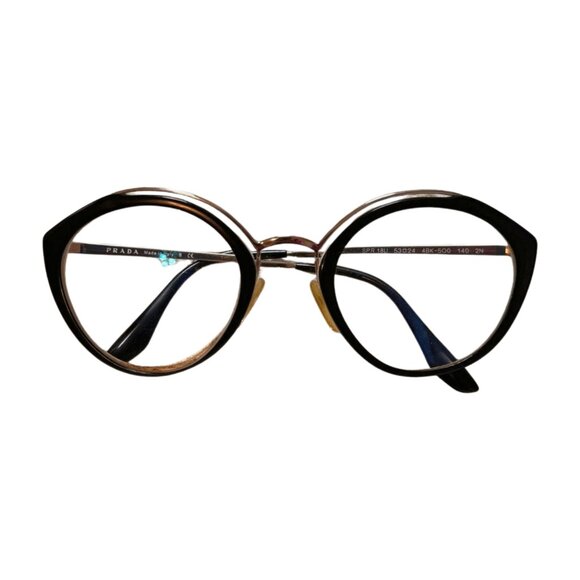 Prada SPR 18I Eyeglasses | Black Round Cat-Eye Frames | Made in Italy - Picture 2 of 9